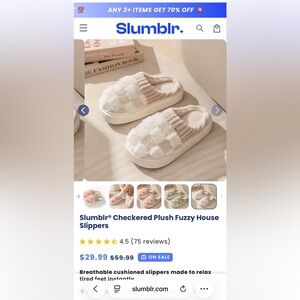 Slumblr® Checkered Plush Fuzzy House Slippers